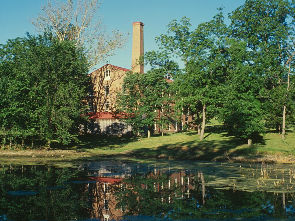 Exterior view through landscape of Watkins Mill State Park