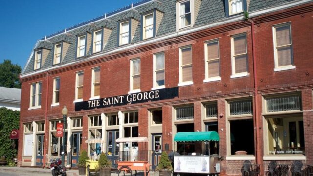 Exterior view of Weston's Saint George Hotel on a sunny day